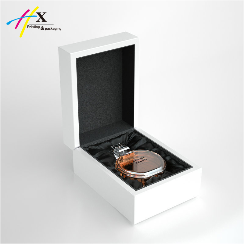 White elegant design wooden perfume packaging box