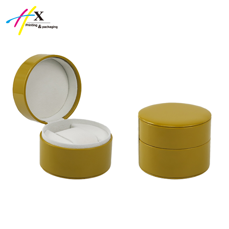 Yellow Round Leather Watch Box for Lady Watch