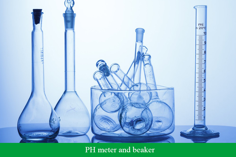 PH meter and beaker