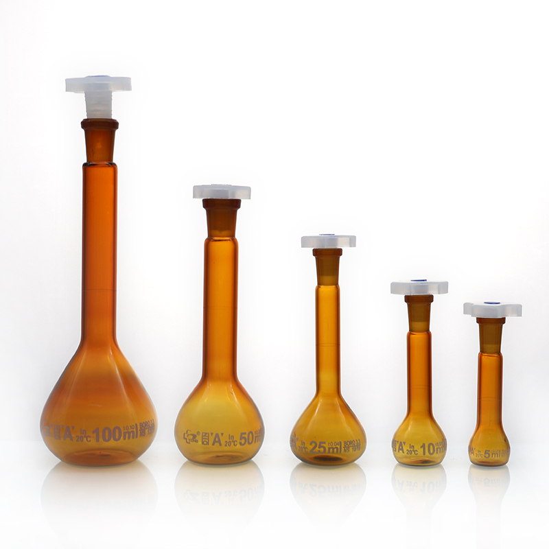 Different Size Clear Or Amber Glass Volumetric Flask with Stopper Featured Image