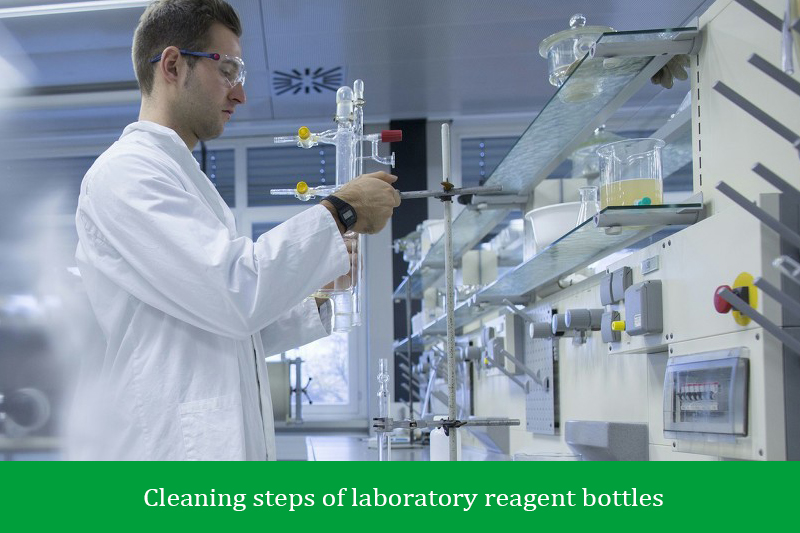 Cleaning steps of laboratory reagent bottles