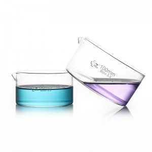 Plato de cristalización de vidrio transparente de borosilicato de cristalería de laboratorio barato
