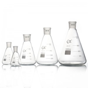 Laboratory Clear Borosilicate Glass Erlenmeyer Flask Conical Flask with Graduations