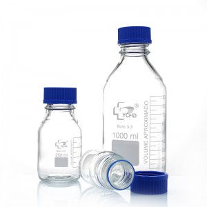 Original Factory Clear and Amber Borosilicate 3.3 Reagent Bottle with Blue GL45 Cap