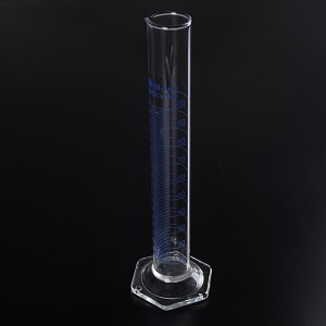 Cilindro de medição com base redonda de vidro com base hexagonal de vidro ou vidro, com bico ou graduação