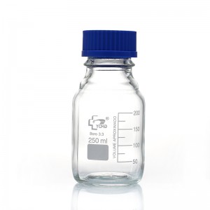 Cheapest Price China Lab Glassware 250ml Boro3.3 Round Gl45 Screw Reagent Bottle for Sample Storage