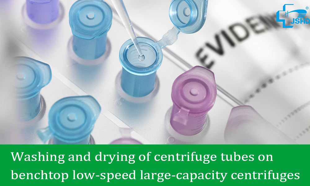 Washing and drying of centrifuge tubes on benchtop low-speed large-capacity centrifuges