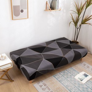 Armless Sofa Cover Futon Slipcover Stretch Spandex Printed Folding Sofa Bed Non-Armrest Couch Furniture Protector Washable Sofa Cover Without Armrests