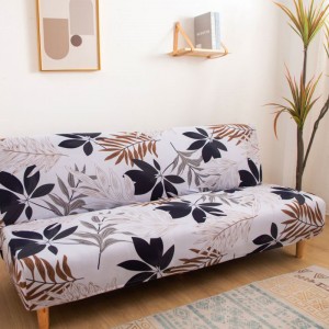 Armless Sofa Cover Futon Slipcover Stretch Spandex Printed Folding Sofa Bed Non-Armrest Couch Furniture Protector Washable Sofa Cover Without Armrests