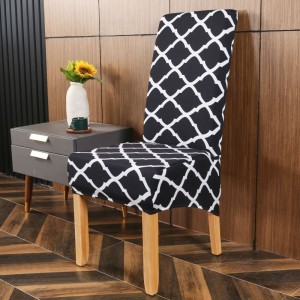 Removable Washable Soft Spandex Extra Large Dining Room Chair Covers for Kitchen Hotel Table Banquet Geometric Print Chair Cover