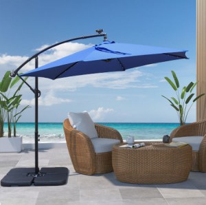 High Quality Offset Banana patio Umbrella hanging umbrella  with Led Lights  Cantilever Umbrellas