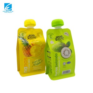 Custom Print Plastic Laminated Mylar Bag Flat Bottom Packaging Bag With Spout For Juice