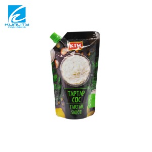 Customized Recycle Plastic Laminated Aluminum Foil Tomato Sauce Stand Up Pouch With Spout