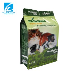 Custom logo printed PET flat bottom stand up pouch for pet dog food packaging