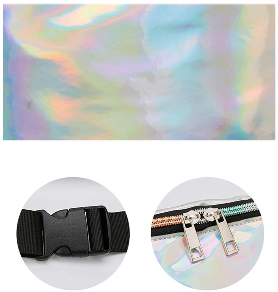 Holographic Fanny Pack for Women, Waterproof Clear Waist Pack Beach Purse with Adjustable Belt  