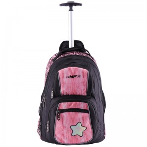 OEM Cheap Kids School Bag Factories –  Wheeled Rolling Backpack for girl students, Laptop Travel Trolley with Star Printing for school students – New Hunter