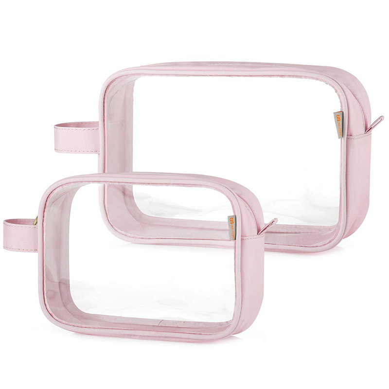 Clear Toiletry Bags Transparent Makeup Bags Set Waterproof Wash Bags 2pcs -Grey