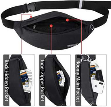 Fanny Pack for Men Women Waist Pack Bag with Headphone Jack and 3-Zipper Pockets Adjustable Straps01