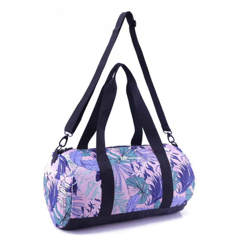 China All over purple flower printing Travel Duffel Bag for Women Sport ...