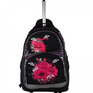 China Wholesale Army Water Bag Quotes –  Trolley Double handle Rolling ink printing   flower printing backpack Elementary middle school student 5 layers large multi-function big storage back...