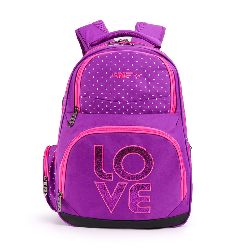 OEM Cheap Cotton Pencil Pouch Suppliers –  LOVE Large Multi-Compartment School Bag Laptop Backpack for Girl Student – New Hunter
