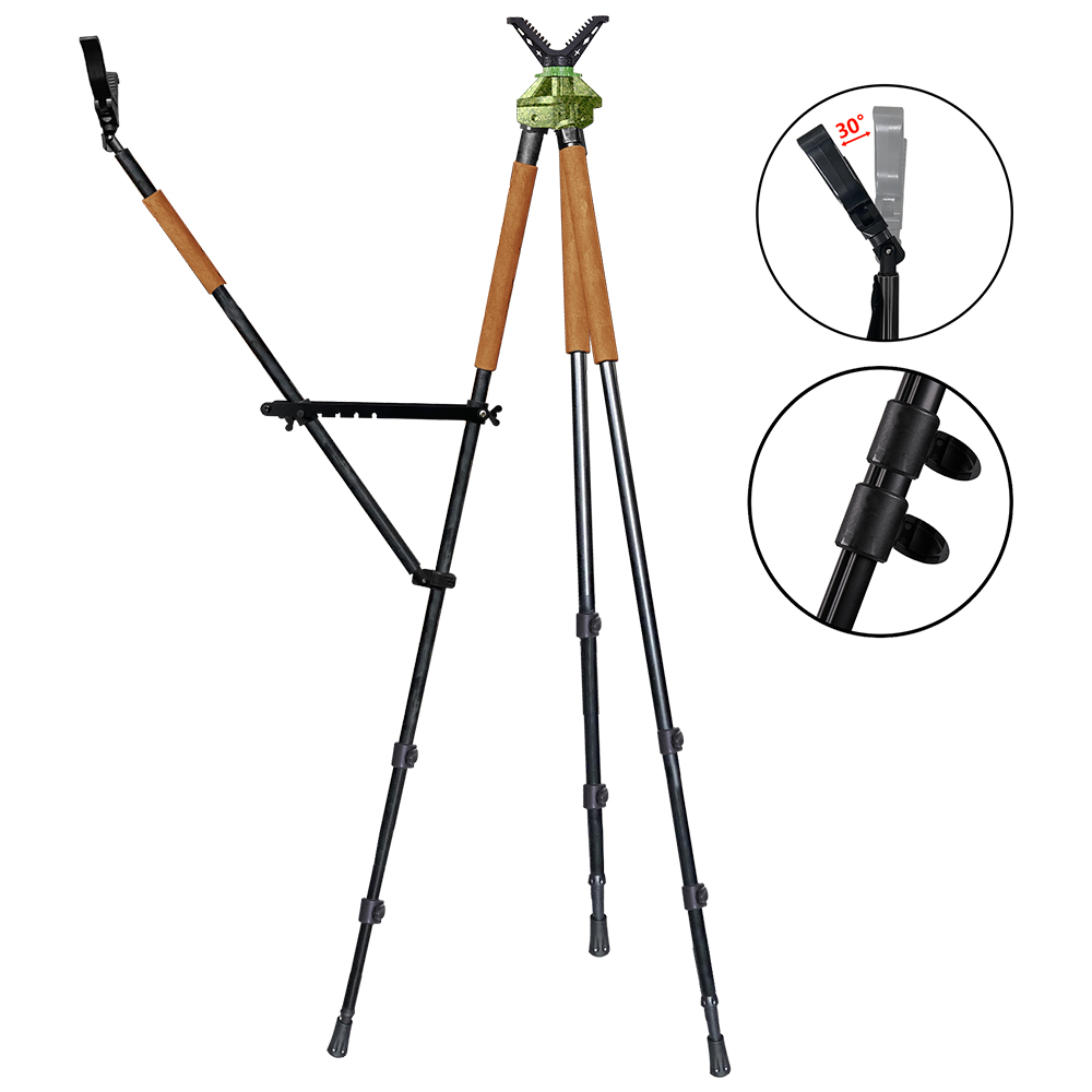 Hunting Shooting Tripod Stick With 2 points Gun Supporting Rests