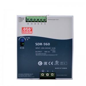 SDR يۈرۈشلۈك 960W 24V 40A DIN تۆمۈر يول توك مەنبەسى SDR-960-24