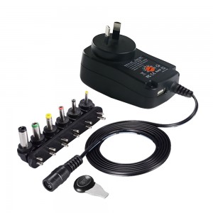 30 W Universal-Adapter 3 V, 4,5 V, 5 V, 6 V, 7,5 V, 9 V, 12 V, verstellbarer AC/DC-Adapter mit 5 V, 2,1 A USB-Anschluss