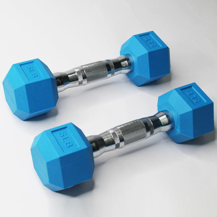 Colorful Hex rubber coated dumbbell