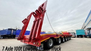 7 Axle 100t Lowbed Trailer Truck in Congo
