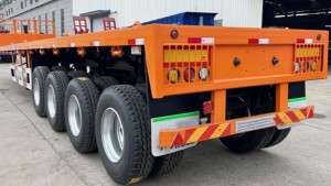 4 axle flatbed truck trailer with front board