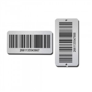 Custom laser engraved metal asset label printing aluminium anodized bar code tag