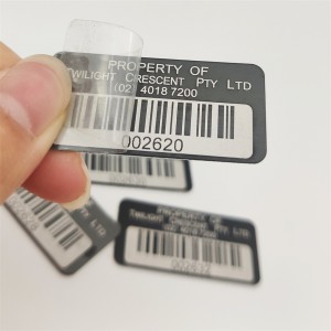 Custom laser engraved metal asset label printing aluminium anodized bar code tag