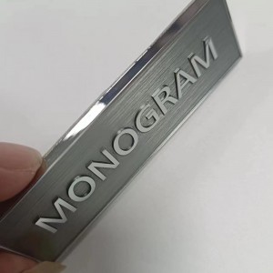 Custom shiny silver logo embossed 3D brushed Nickel label sticker