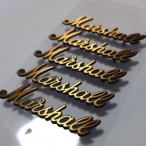 Custom Gold Brushed Logo Shaped Aluminum Label Modern Style with Black Adhesive Backing Metal Nameplate for Foot Column Assembly