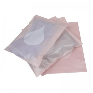 Anpassad rosa färg Biologiskt nedbrytbar plastpåsar med blixtlås T-shirt Badkläder Zip Lock Kläderförpackningspåse med logotyp