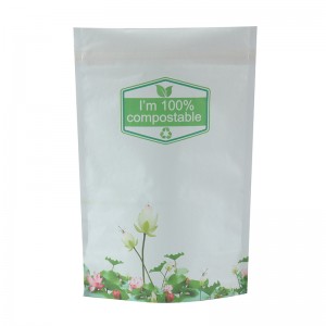 Custom compostable stand-up ziplock pouch biodegradable food packaging bag
