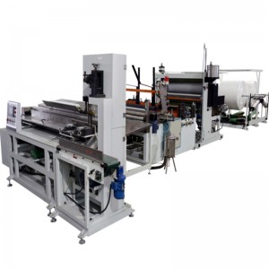 Línia de producció de paper higiènic i tovalloles de cuina de laminació de cola HX-1350B (connecteu-vos amb la màquina de serra de cinta per tallar)