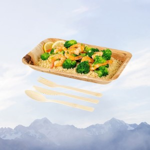 Disposable Bamboo cutlery with bamboo handle and box wrapped