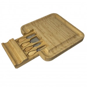 Trgovina na veleprodajni plošči z bambusovim sirom s 4 kompleti nožev