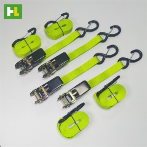 1 inch 4pk Heavy Duty Green Motorcycle Ratchet Straps with Hooks