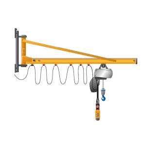 Space saving design wall mounted jib crane for storeroom