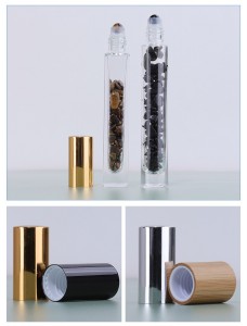 10мл Roll On Bottle with Gemstone Rollerball & Crystal Chips ичинде