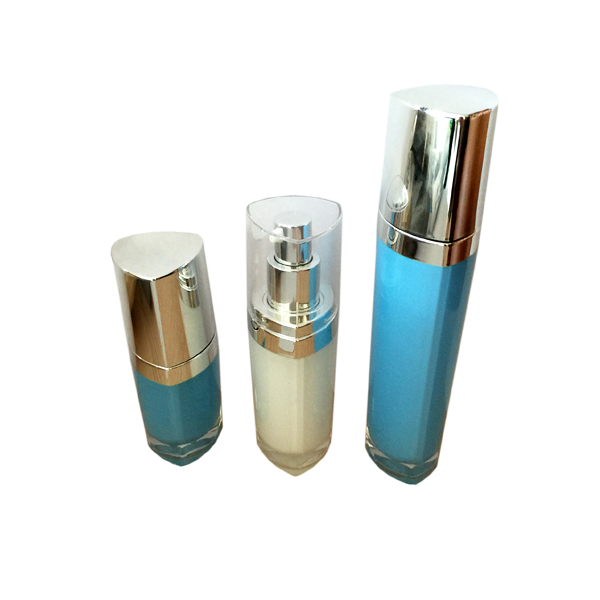 Triangle Shaped Luxury Acrylic Cream Bottle, Screw & Snap-On Pump Cap Seal Cosmetic Lotion Bottle