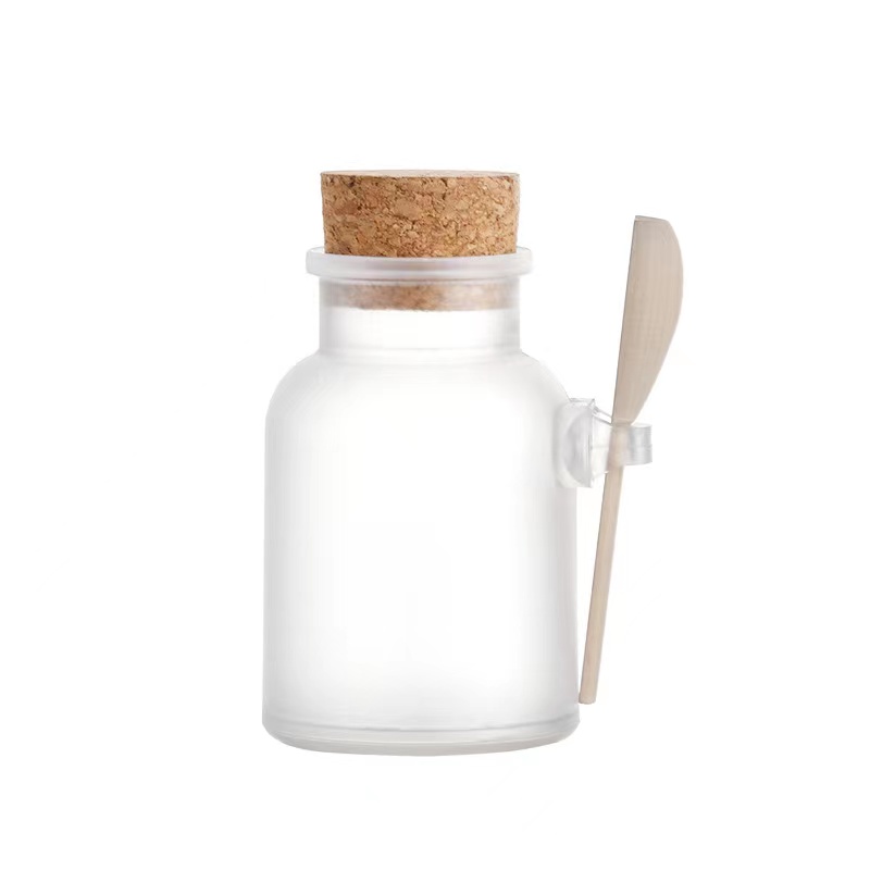 ABS okrogla steklenica za kopalno sol s pluto in žlico