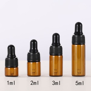 1ml 2ml 3ml 5ml amber mini kosmetiese serumbottels glas