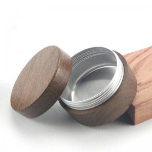wooden lid empty Aluminum Jar