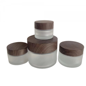 Walay sulod nga Round Cosmetics Packaging Containers Cream Jar, kahoy nga cap