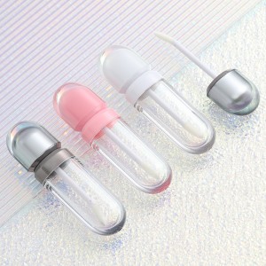 7ML platte lege make-up lip glazuur fles aangepast logo grijs wit roze lipgloss buis container met doos