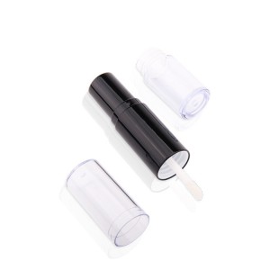 Empty cosmetic packaging double lipstick container,black double sided cosmetic plastic lip tube